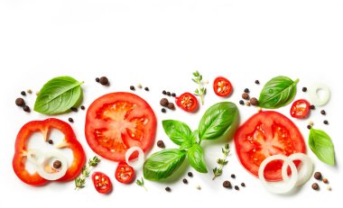 taze sebzeler, otlar ve baharatlar