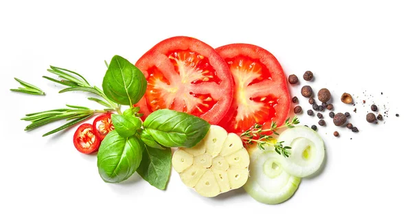 Összetétele friss zöldségek és fűszerek — Stock Fotó