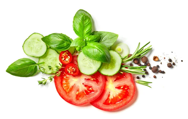 Összetételének zöldségek, gyógynövények és fűszerek — Stock Fotó