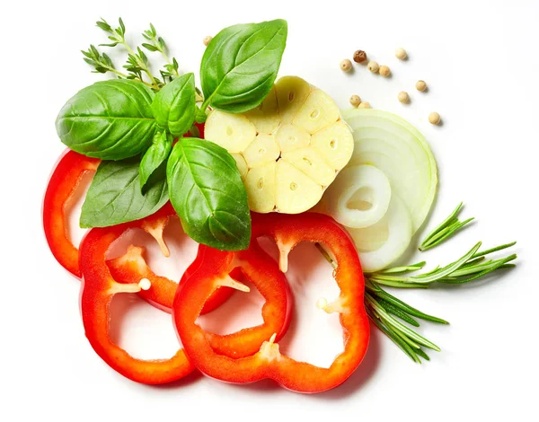 Composition of vegetables, herbs and spices — Stock Photo, Image