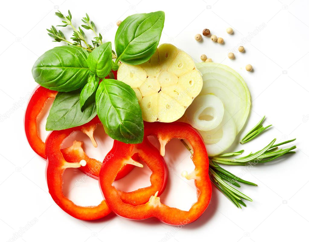 composition of vegetables, herbs and spices