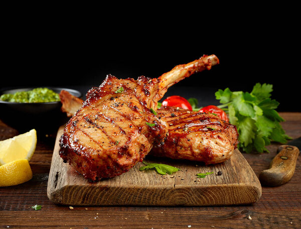 freshly grilled steaks