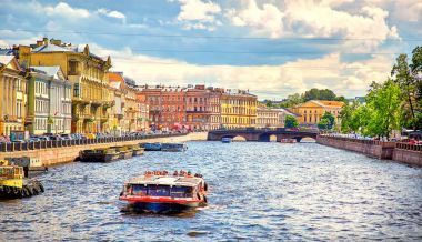 Panoramik Fontanka Nehri'nin, St.Petersburg, Rusya Federasyonu