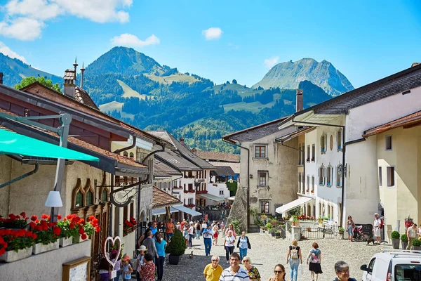 Street view of Old Town Gruyere — Stock Photo, Image