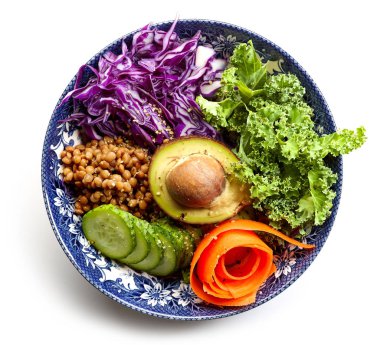 Beyaz arka plan üzerinde izole vegan kase