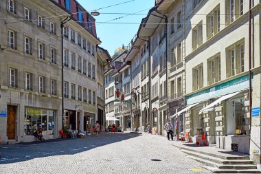 Sokak görüntülemek eski kasaba Fribourg, İsviçre