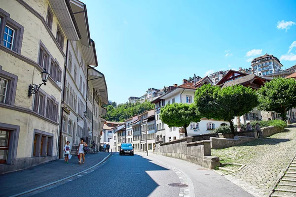 Street view of OLD Town Fribourg, Switzerland — Stock Photo, Image