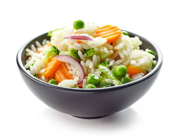 Cuenco de arroz hervido con verduras —  Fotos de Stock