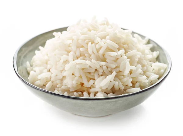 Bowl of boiled long grain rice — Stock Photo, Image