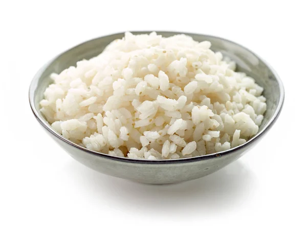 Miskę gotowanego ryżu okrągłe — Zdjęcie stockowe