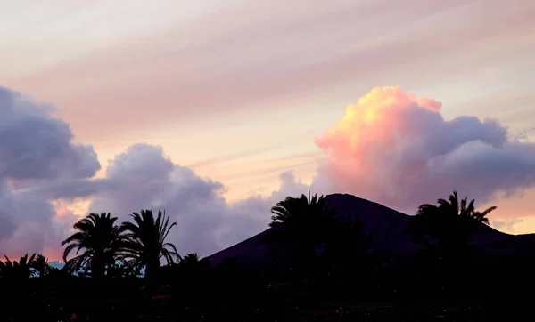 Naplemente, Lanzarote, Canary Islands, Spanyolország — Stock Fotó