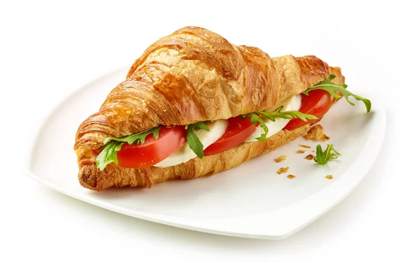Croissant sendvič s rajčaty a mozzarellou — Stock fotografie