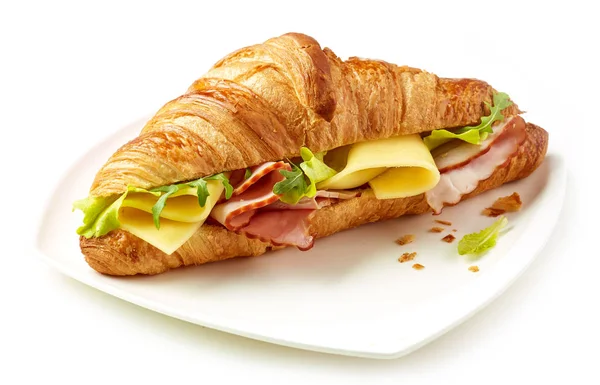 Croissant mit Schinken und Käse — Stockfoto