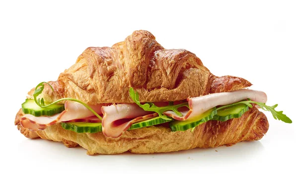 Croissant sendvič s šunkou a okurkou — Stock fotografie