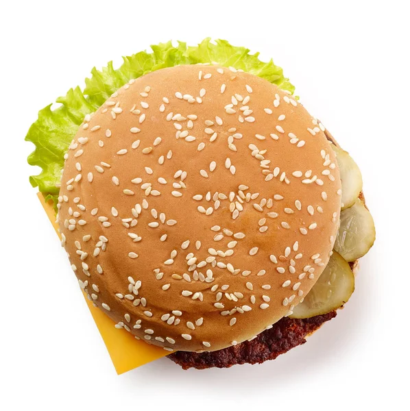 Hamburguesa con queso fresca aislada en blanco —  Fotos de Stock