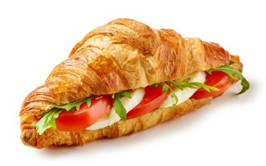 Kruvasan sandviç mozzarella ve domates ile