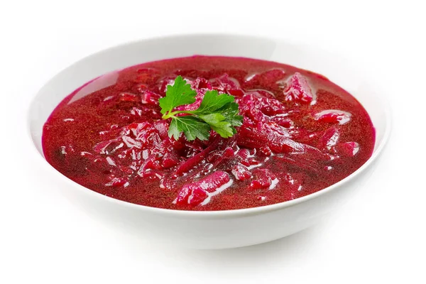 Bowl of beet root soup borsch — Stock Photo, Image