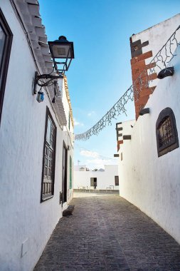 street view of Teguise town in Lanzarote Island, Spain clipart