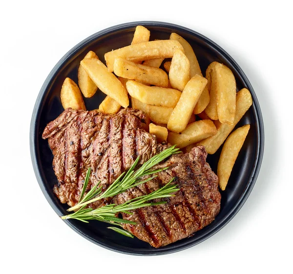 Bife grelhado e batatas — Fotografia de Stock