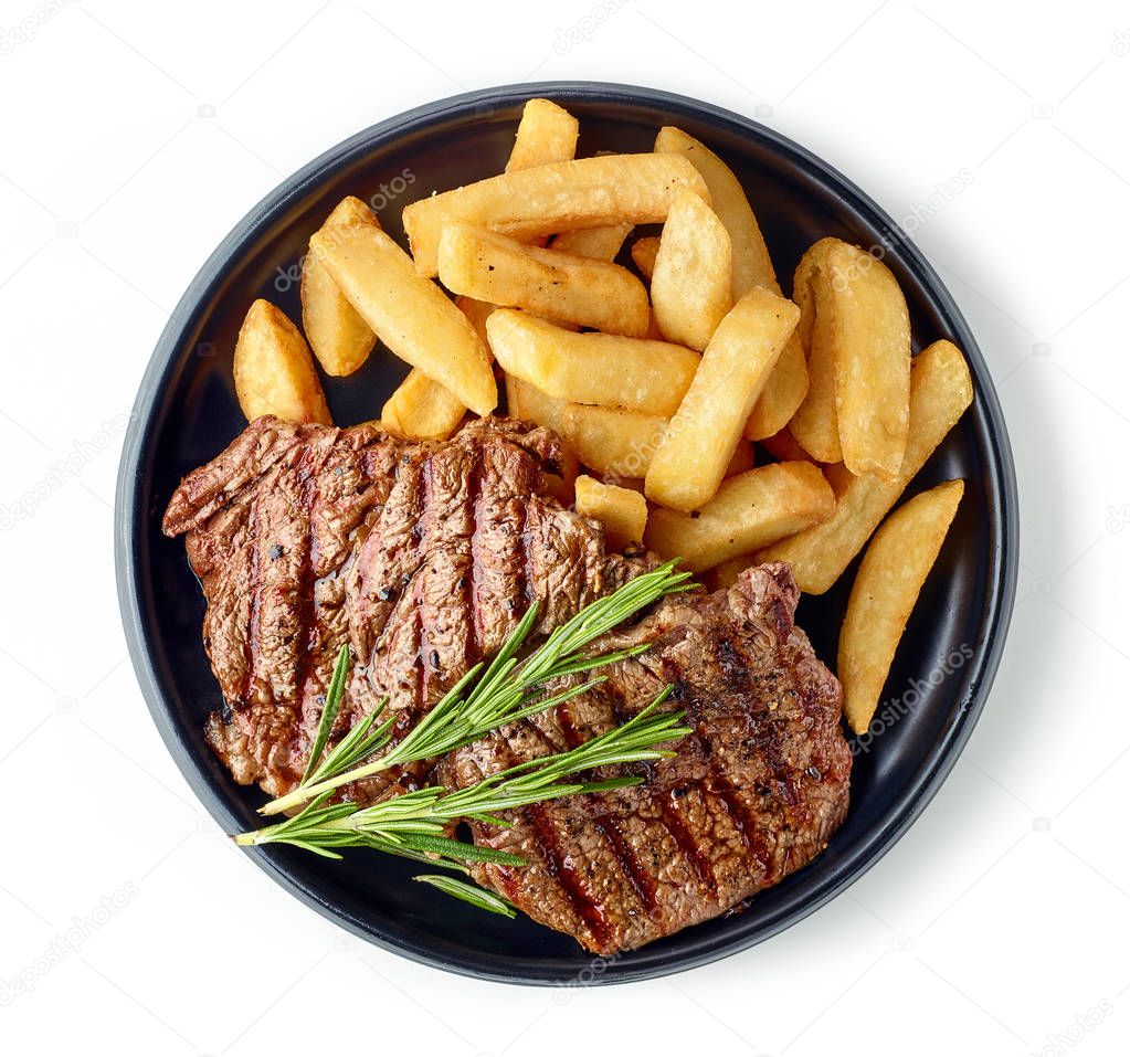 grilled beef steak and potatoes