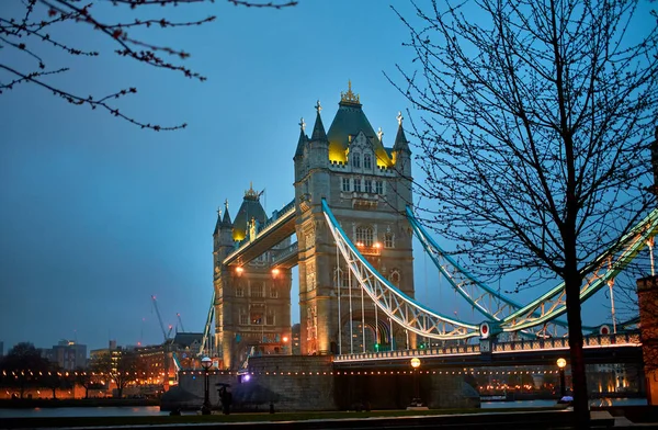 Vista notturna del Tower Bridge — Foto Stock