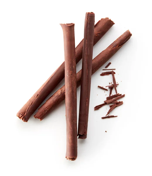 Varas de chocolate no fundo branco — Fotografia de Stock