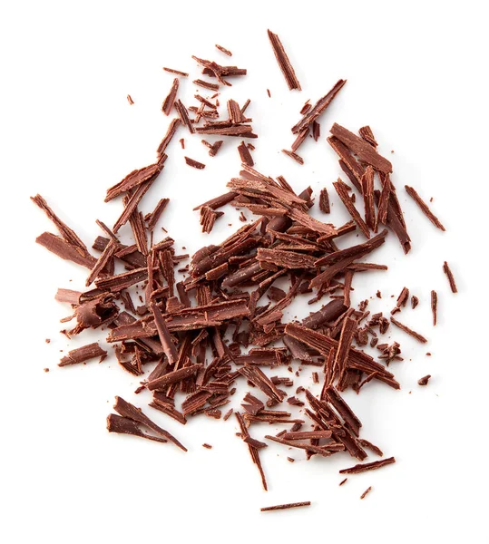 Chocolate shavings on white background — Stock Photo, Image