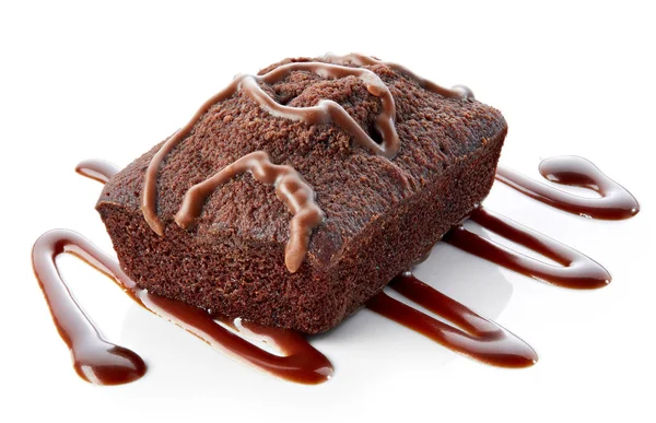 Brownie kek beyaz zemin üzerine — Stok fotoğraf