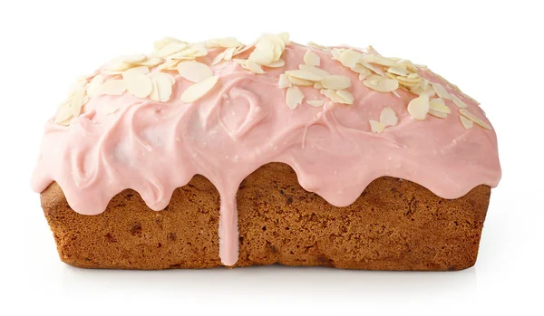 Sweet bread decorated with melted raspberry white chocolate — Stock Photo, Image