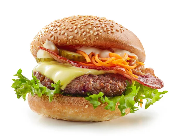Burger em fundo branco — Fotografia de Stock
