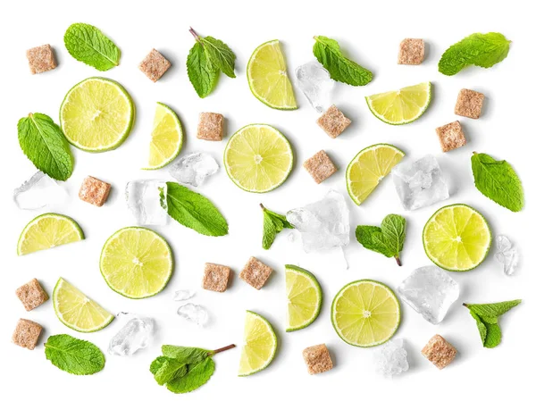 Mojito ingredients on white background — Stock Photo, Image