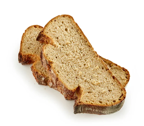 在白色背景上分离的新鲜烘焙面包片 — 图库照片