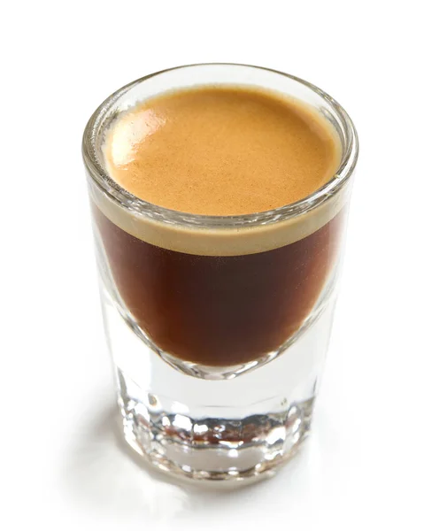 Sklenice Čerstvé Kávy Espresso Izolované Bílém Pozadí — Stock fotografie