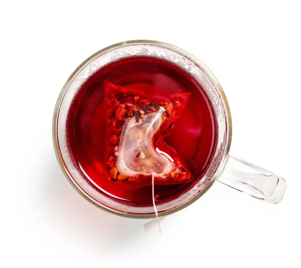 Xícara Chá Frutas Vermelhas Isolado Fundo Branco Vista Superior — Fotografia de Stock
