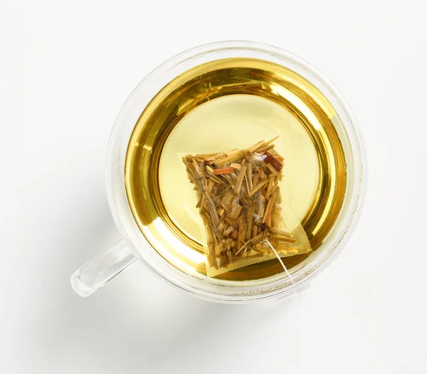 Fresh Herbal Tea Cup White Background Top View — Stock Photo, Image