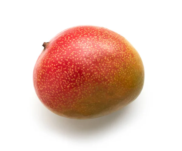 新鲜成熟的芒果果实 白色背景 顶部视图 — 图库照片