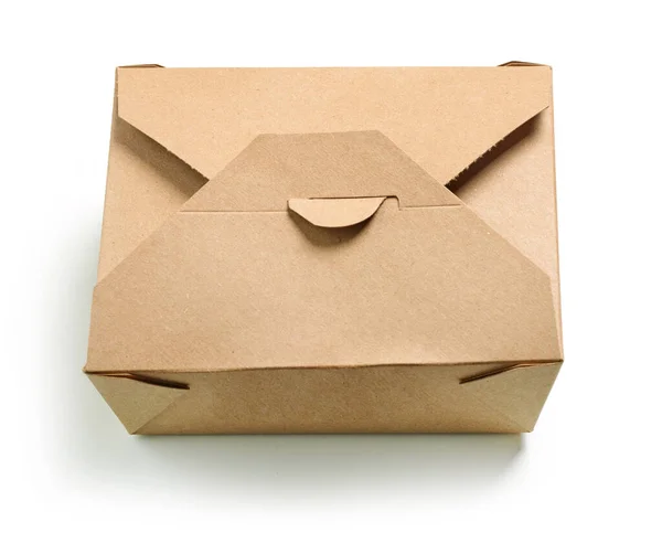 Cardboard Box Food Delivery Isolated White Background — Stock Photo, Image