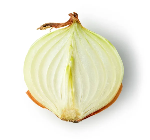 Beyaz Arka Planda Izole Edilmiş Taze Soğanın Yarısı Üst Görünüm — Stok fotoğraf