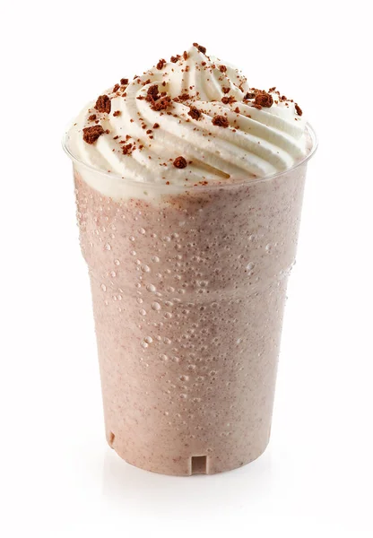 Batido Con Galletas Chocolate Mezcladas Crema Batida Aislada Sobre Fondo — Foto de Stock