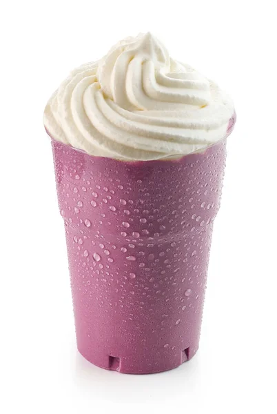Blueberry Milkshake Plastic Take Away Cup Isolated White Background — Stock Photo, Image