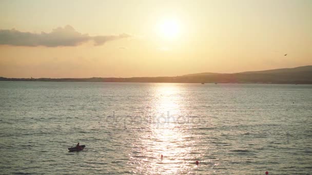 Black Sea bay and sunset, slow motion — Stock Video