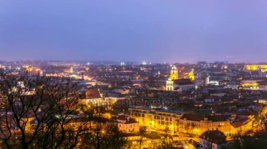 Vilnius, Litvanya 4k hızlandırılmış eski şehir panoraması