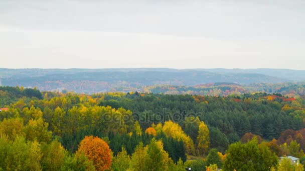 Herfst mistige landschap, time-lapse panorama — Stockvideo