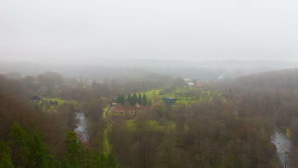 Herfst mistige landschap, time-lapse panorama — Stockvideo