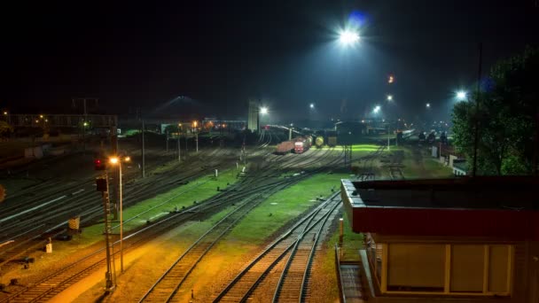 Railway station, 4k time-lapse — Stock Video