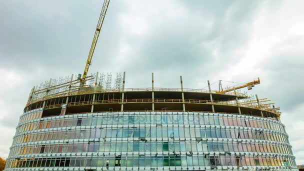 Construction of modern office buildings, 4k time-lapse — Stock Video