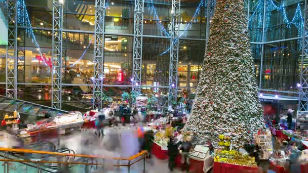 Vilnius – 23. prosince: Nakupující návštěva obchoďáku v Vilnius, Litva vánoční jarmark, 23. prosince 2014. — Stock video
