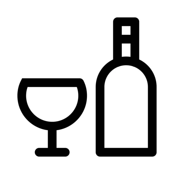 Bor, palack és a pohár ikon — Stock Vector