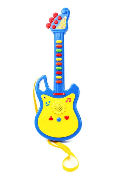 Modrá dětská kytara izolovaných na bílém pozadí — Stock fotografie