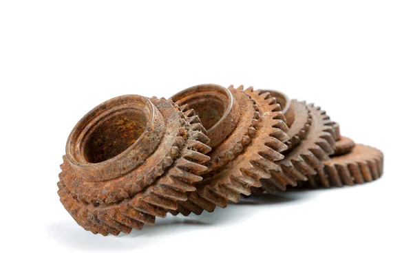 Rusty gears isolated on white background — Stock Photo, Image